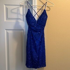 Elegant Blue Sequin Dress ladies size small